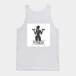 Fitness Emblem or Logo With Silhouette of Training Woman Tank Top